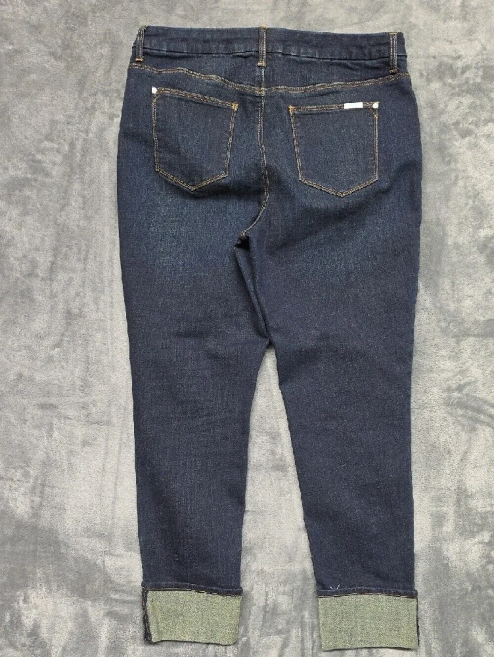 Chico's Dark Indigo Cropped Slim Jeans with Cuff sz 1.5(10)